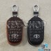 Ключница карманная (кожаная, черная, с тиснением, на молнии, с карабином, с кольцом), логотип авто Toyota (Тойота)