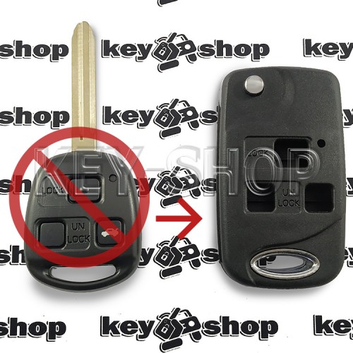 Корпус выкидного ключа для Toyota (Тойота) 3 - кнопки, лезвие TOY 43 (под переделку) 