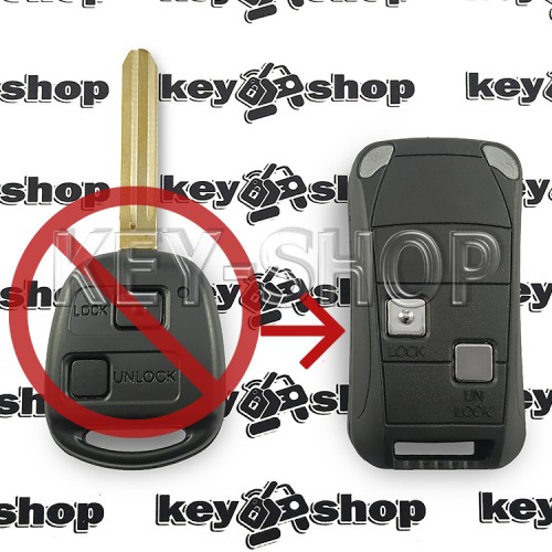 Корпус выкидного ключа для Toyota (Тойота) 2 - кнопки, LEXUS STYLE, лезвие TOY 43 (под переделку)