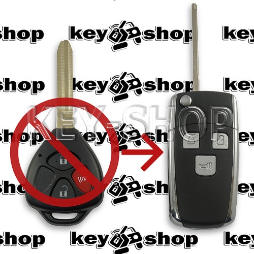 Корпус выкидного ключа для Toyota (Тойота) 3 - кнопки,  лезвие TOY 43 (под переделку)