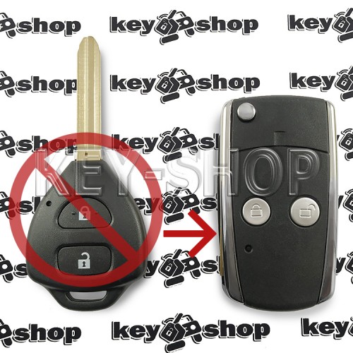  Корпус выкидного ключа для TOYOTA (Тойота) 2 кнопки,  лезвие TOY 43 (под переделку)
