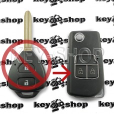 Корпус выкидного ключа для Toyota (Тойота) 2 кнопки,  лезвие TOY 43 (под переделку)