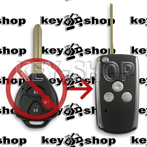  Корпус выкидного ключа для TOYOTA (Тойота) 3 кнопки,  лезвие TOY 43 (под переделку)