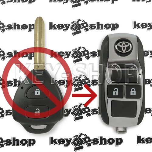 Корпус выкидного автоключа для Toyota (Тойота) 2 кнопки, под переделку, лезвие TOY43 (под переделку)