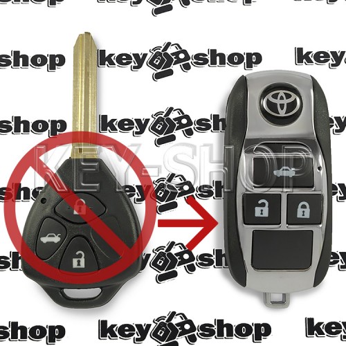 Корпус выкидного автоключа для Toyota (Тойота) 3 кнопки, под переделку, лезвие TOY43 (под переделку)