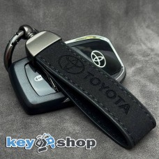 Кожаный замшевый (черный) брелок для авто ключей с логотипом Toyota (Тойота) 