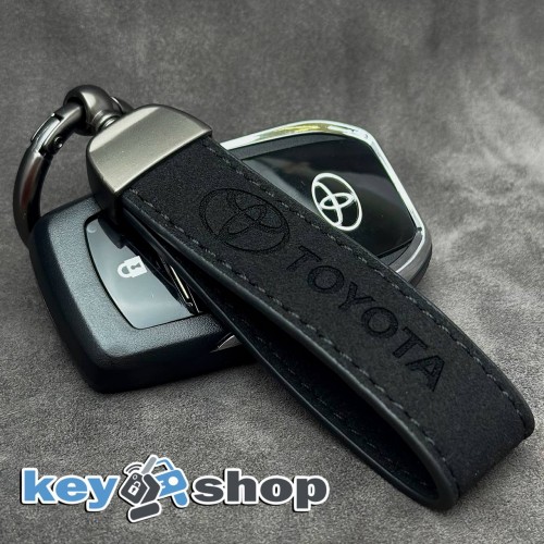 Кожаный замшевый (черный) брелок для авто ключей с логотипом Toyota (Тойота) 