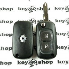   Корпус выкидного ключа для RENAULT (Рено) 2 кнопки, лезвие NE73, (с логотипом)