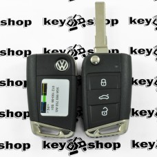 Оригинальный выкидной ключ Volkswagen (Фольксваген) 3 кнопки, 5G6959753AG, чип ID49 / 433 MHz (Keyless-go)