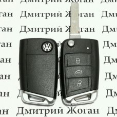  выкидной ключ для Volkswagen (Фольксваген) 3 кнопки, чип ID49, 5G6959753AB, 433 MHZ