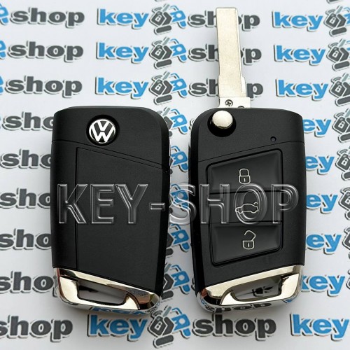 Выкидной ключ для Volkswagen (Фольксваген) 3 кнопки 5K0837202AE, ID 48, 315 MHZ