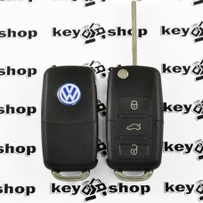 Корпус выкидного авто ключа для VOLKSWAGEN (Фольксваген) Passat, Caddy, Jetta, Golf 3 - кнопки , лезвие HU66