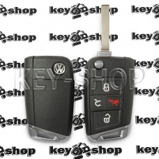   Корпус выкидного ключа Volkswagen (Фольксваген) 3 + 1 кнопки, лезвие HU162 (с металлической вставкой снизу)