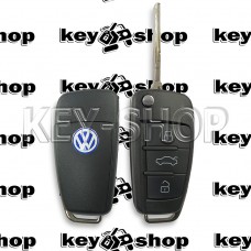 Корпус выкидного ключа для Volkswagen (Фольксваген) 3 кнопки, лезвие HU66