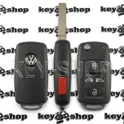 Корпус выкидного ключа для Volkswagen Multivan, Caravelle (Фольксваген Мультивен, Каравелла) 4+1 кнопки (с 2010 года)