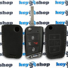 Чехол для выкидного ключа VOLKSWAGEN(Фольксваген) Golf, Jetta, Atlas, Tiguan, 3+1 кнопки (кожа нубук), бесключевой доступ