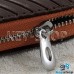 Ключница карманная (кожаная, коричневая, с тиснением, на молнии, с карабином, с кольцом), логотип авто Volkswagen (Фольксваген)