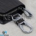 Ключница карманная (кожаная, коричневая с тиснением, на молнии, с карабином, с кольцом) логотип авто Volkswagen (Фольксваген) 