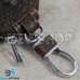 Ключница карманная (кожаная, коричневая, с тиснением, на молнии, с карабином, c кольцом), логотип авто Volkswagen (Фольксваген)