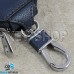 Ключница карманная (кожаная, синяя, на молнии, с карабином, c кольцом), логотип авто Volkswagen (Фольксваген)