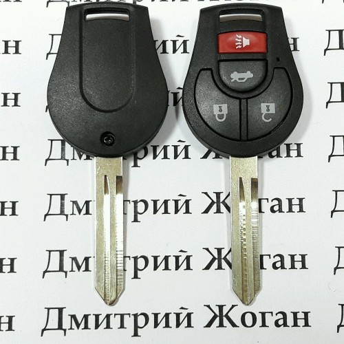 Корпус автоключа для NISSAN (Ниссан) 3 - кнопки + 1 кнопка (PANIK),лезвие NSN14
