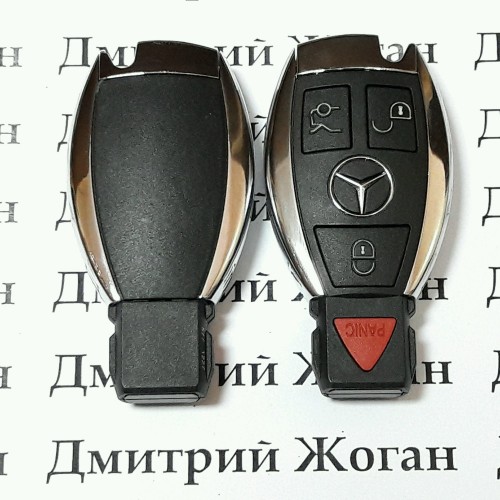 Корпус смарт ключа Mercedes (Мерседес) 3 + 1 кнопка, с креплением для батареи