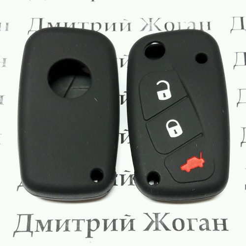 Чехол (черный, силиконовый) для выкидного ключа Fiat (Фиат) 3 кнопки