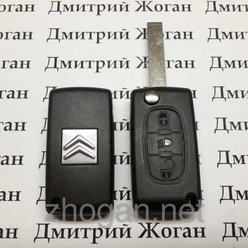 Выкидной ключ на Citroen C1, C2, С3, С4, Jumpy (Ситроен Джампи) 3 кнопки (средняя фара) 434Mhz id46
