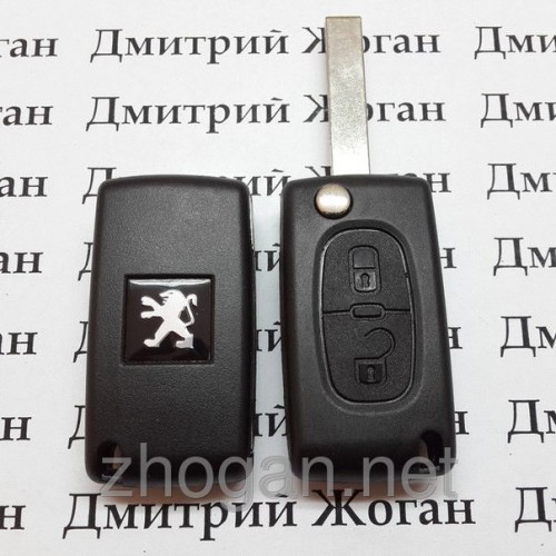  Ключ для PEUGEOT (Пежо) 207, 307, 308, 3008, 2 - кнопки, с чипом ID46 (7941) / 433MHZ (ASK)