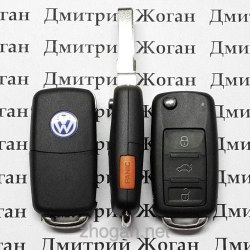 Выкидной ключ для VOLKSWAGEN TOUAREG (Фольксваген Туарег), (keyless), 3+1 - кнопка, id46 (PCF7942)/315 Mhz