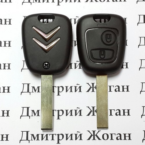 Автоключ для Citroen (Ситроен) 2 кнопки, с чипом ID46, PCF 7961, 433 MHZ, лезвие HU83Т