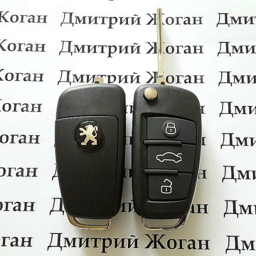 Выкидной ключ для PEUGEOT 107, 206, 207, 208 (Пежо) 3 кнопки, ID46/433MHZ