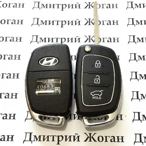 Выкидной ключ Hyundai (Хундай) , 3-кнопки, с чипом 6E, с частотой 433 MHz