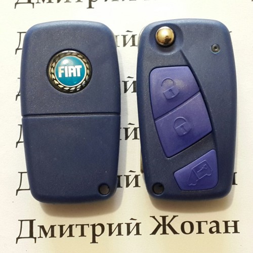   Корпус выкидного ключа для FIAT Bravo, Dukato, Scudo, Fiorino (Фиат Браво, Дукато, Скудо, Фиорино) 3 - кнопки, с лезвием SIP22, крепление батареи сзади 