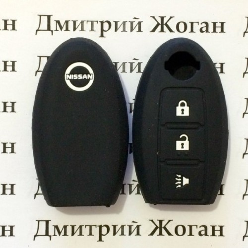        Чехол (черный, силиконовый) для смарт ключа Nissan (Ниссан) 3 кнопки