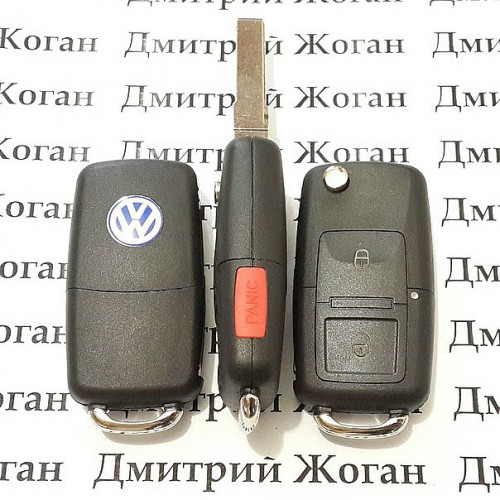 Корпус выкидного автоключа для VOLKSWAGEN (Фольксваген) 2 - кнопки + 1 кнопка, лезвие HU66