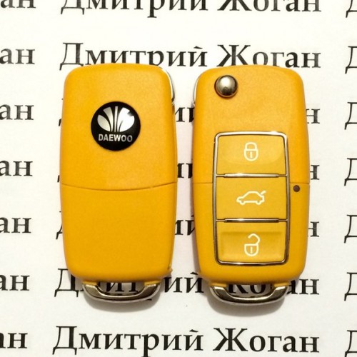 Корпус выкидного ключа для  Daewoo Leganza, Matiz, Lanos (Дэу Ланос, Леганза, Матиз) 3 - кнопки (желтый)