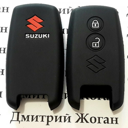 Чехол (черный, силиконовый) для смарт ключа Suzuki (Сузуки) 2 кнопки