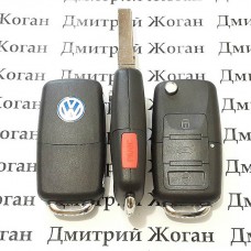    Корпус выкидного автоключа для VOLKSWAGEN (Фольксваген) 3 - кнопки + 1 кнопка, лезвие HU66