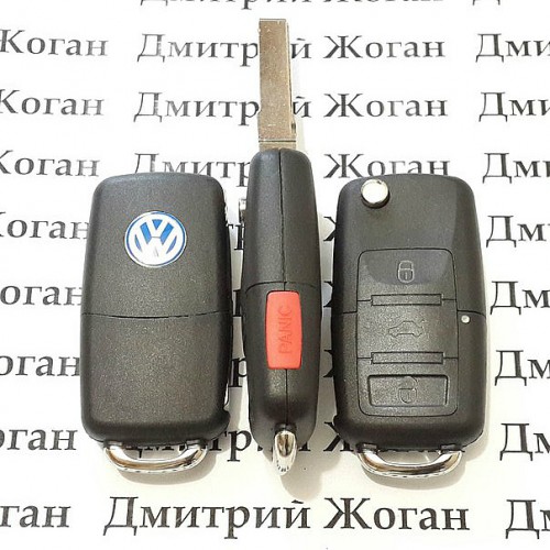    Корпус выкидного автоключа для VOLKSWAGEN (Фольксваген) 3 - кнопки + 1 кнопка, лезвие HU66