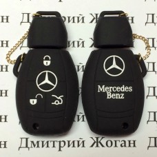   Чехол (черный, силиконовый) для смарт ключа Мерседес (Mercedes) 3 кнопки