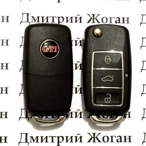 Корпус выкидного автоключа для VOLKSWAGEN Golf GTI (Фольксваген) 3 - кнопки,лезвие HU66,HU49