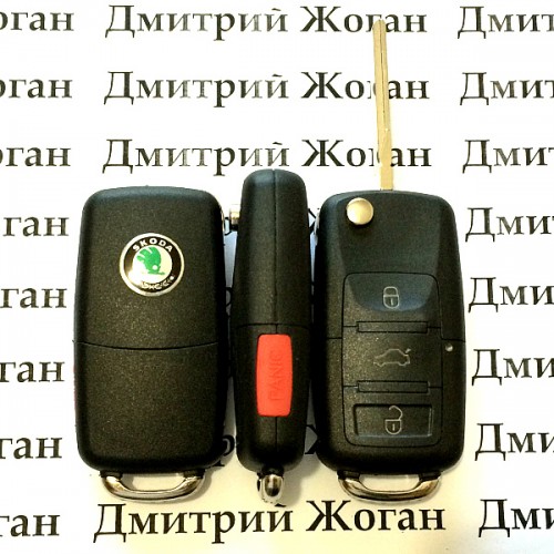Корпус выкидного автоключа для SKODA (шкода) 3 - кнопки + 1 кнопка, лезвие HU66