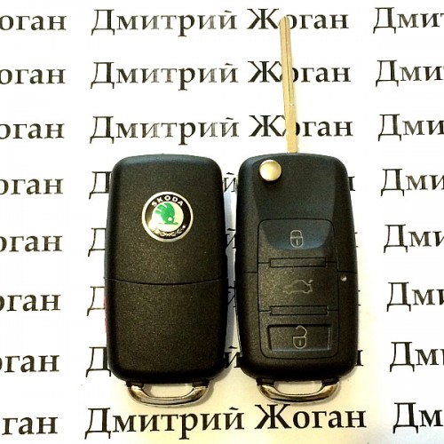  Корпус выкидного автоключа для SKODA (шкода)  3 - кнопки, лезвие HU66