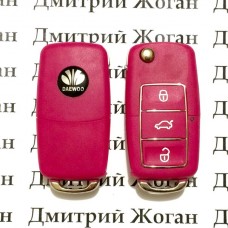 Корпус выкидного ключа для  Daewoo Leganza, Matiz, Lanos (Дэу Ланос, Леганза, Матиз) 3 - кнопки (розовый)