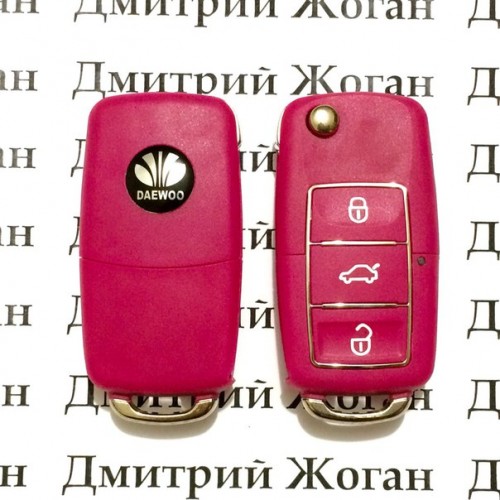 Корпус выкидного ключа для  Daewoo Leganza, Matiz, Lanos (Дэу Ланос, Леганза, Матиз) 3 - кнопки (розовый)