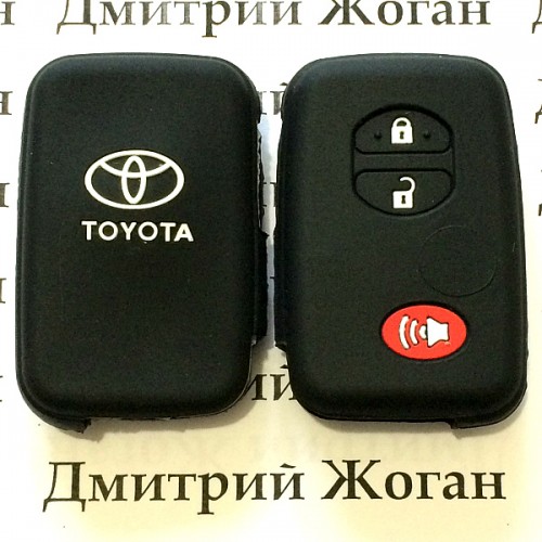 Чехол (черный, силиконовый) для смарт ключа Toyota (Тойота) 3 кнопки