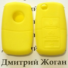 Чехол (желтый, силиконовый) для выкидного ключа Seat (Сеат) 3 кнопки