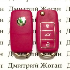 Корпус выкидного автоключа для SKODA (шкода) 3 - кнопки, лезвие HU66, HU49