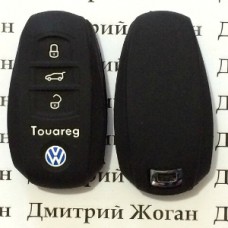 Чехол (черный, силиконовый) для смарт ключа VOLKSWAGEN Touareg (Фольксваген Туарег) 3 кнопки